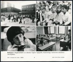 Újpest, új iskola megnyitása, feliratozott MTI sajtófotó, 20,5×24 cm