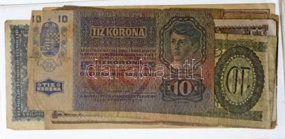 Vegyes 25db-os korona-pengő-forint bankjegy tétel kisalakú fekete berakóban T:II-III-