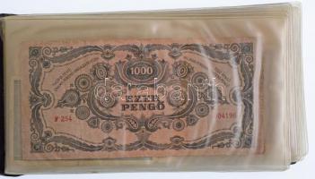 Vegyes 25db-os korona-pengő-forint bankjegy tétel kisalakú fekete berakóban T:II-III-