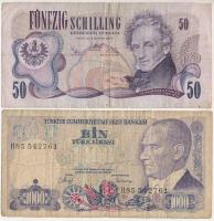 Vegyes: Ausztria 1970. 50Sch + Törökország 1970. 1000L T:III,III- Mixed: Austria 1970. 50 Schilling + Turkey 1970. 1000 Lira C:F,VG
