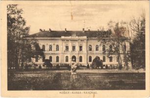 1938 Kassa, Kosice; Stat. stred. hospodárska skola / gazdasági iskola / economic school + 1938 Kassa visszatért So. Stpl. (fl)