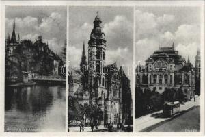 1938 Kassa, Kosice; Jakab palota, székesegyház, színház, villamos / palace, cathedral, theatre, tram + 1938 Kassa visszatért So. Stpl.