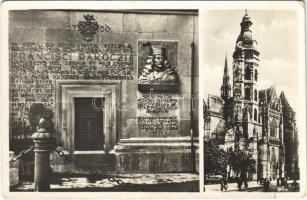 Kassa, Kosice; Pamatná doska Frantiska Rákóczyho II a Dóm / II. Rákóczi Ferenc emlékmű és a Dóm / Francis II Rákóczi monument, cathedral (EK)
