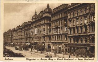 1939 Budapest VII. Nagykörút, Grand Hotel Royal Nagyszálloda, villamos (EK)