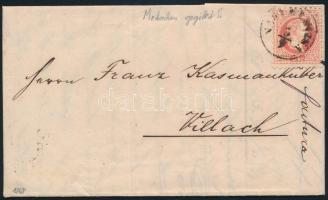 1868  5kr vonalkázott fejképalap távolsági levélen   