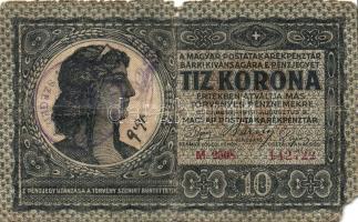 1919. augusztus 9. 10K lila "Szeged" felülbélyegzéssel T:IV sarokhiány