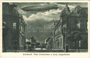 1933 Körmend, Vida József utca, este Gróf Zeppelin léghajóval (EK)