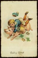 New Year child, pig litho