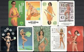 1975-1988 9 db Lottó reklámos kártyanaptár