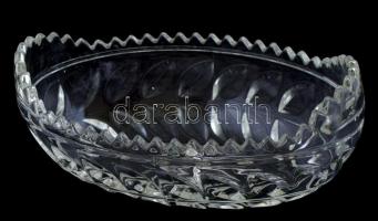 Nagyméretű csiszolt üveg kínáló, karcos, 27x16,5x11 cm