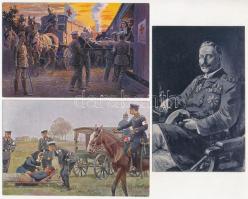 3 db RÉGI katonai motívum képeslap / 3 pre-1945 military art motive postcards