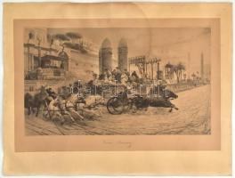 cca 1900 Ettore Forti (1850-1940): Circus Maximus. Fénynyomat, papír. Fishel, Adler & Schwartz kiadása. Foltos, lapszéli szakadásokkal, 28×49,5 cm