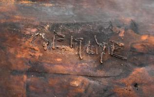 Zsemlye Ildikó (1969-): Vonat, bronz, jelzett, 15×10 cm