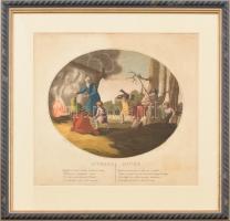cca 1780 William Hamilton (?-?), Suntach (?-?): Inverno hiver. Színezett rézmetszet, papír. Üvegezett fa keretben, 26×28 cm