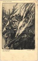 1917 Liquides Brulants. Les Merveilles de la Kultur / WWI French military art postcard (szakadás / tear)