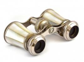 cca 1880-1900 Gyöngyház berakásos magyar operai-színházi távcső, apró kopásokkal, egyébként hibátlan...