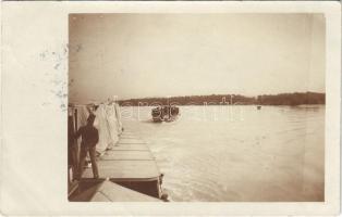 1906 Osztrák-magyar katonák hajókon / Austro-Hungarian K.u.K. military, soldiers on motorboats. photo