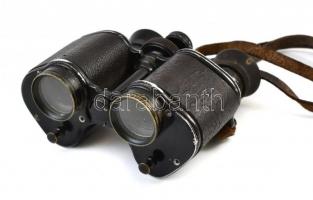 Felko Paris távcső, homályos üvegekkel, jelzett, eredeti bőr tokjában, 12×11 cm