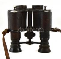 Felko Paris távcső, homályos üvegekkel, jelzett, eredeti bőr tokjában, 12×11 cm