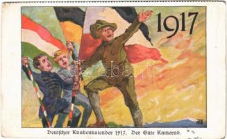 1919 Deutscher Knabenkalender 1917. Der Gute Kamerad / WWI German and Austro-Hungarian K.u.K. military art postcard (EB)