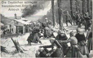 1915 Die Deutschen schlagen französischen Angriff bei Altkirch zurück / WWI German military art postcard