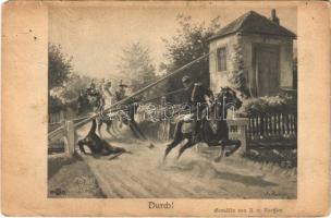 Durch! / WWI German military art postcard s: A. v. Rössler (EM)