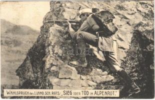 Wahlspruch des I. Land. Sch. Rgts. Sieg oder Tod im Alpenrot / WWI Austro-Hungarian K.u.K. military, mountain troops. Atelier Helios (fl)