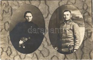 Austro-Hungarian K.u.K. military, soldier with lady. photo