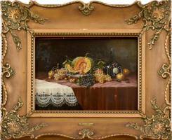 Franz Nowak (1885-1973): Csendélet. Olaj, falemez. Jelzett, hátoldalán a művész bélyegzőjével. Üvege...