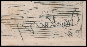 Munkácsy Mihály (1844-1900): Konyhában. Munkácsy egyetlen rézkarca, papír, jelzett a karcon. Kissé f...