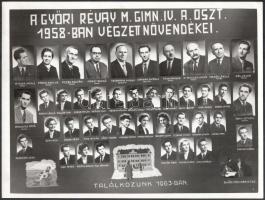 1958-1961 6 db tablófotó a győri Révai Miklós Gimnáziumból, 23×30 cm