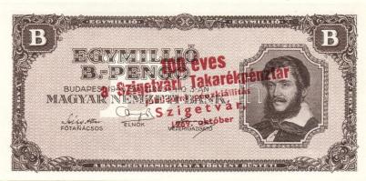 1946. 1000.000BP piros "100 éves a Szigetváti Takarékpénztár...1969" fny-sal T:I
