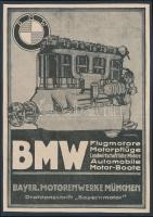 cca 1914-1918 BMW, német nyelvű autóreklámok, 2 db, kartonra kasírozva, 14x22 cm és 26x18 cm