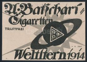 cca 1914 Batschari cigaretta reklámok, 2 db, német nyelven, kartonra kasírozva, 15x22 cm és 15x20 cm