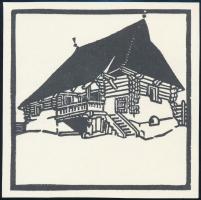 Kós Károly (1883-1977): Torockói ház, offszet, papír, jelzés nélkül, 12x12 cm