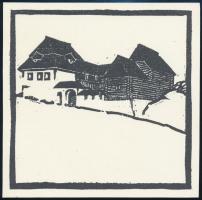 Kós Károly (1883-1977): Román nemesi kúria, offszet, papír, jelzés nélkül, 12x12 cm