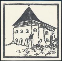 Kós Károly (1883-1977): Segesvári szász ház, offszet, papír, jelzés nélkül, 12x12 cm