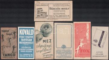 15 db vegyes számolócédula (Margitszigeti Palatinus víz, Herz szalámi, Törley, Mira keserűvíz, stb.)