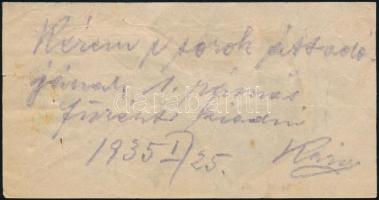 cca 1935 Meinl tea számolócédula, hátoldalán írással