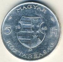 1946. 5Ft Ag "vastag Kossuth" T:2- kis ph.