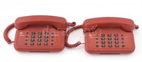 cca 1990 2 db retró General Electric nyomógombos telefon, piros színben, elemes, nem kipróbált kisebb kopásokkal. Modell: 2-9235A