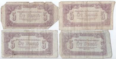 1944. 5P (4x) + 20P + 50P (3x) "A Vörös Hadsereg Parancsnoksága" T:III,III-