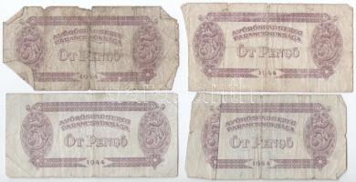 1944. 5P (4x) + 20P + 50P (3x) "A Vörös Hadsereg Parancsnoksága" T:III,III-