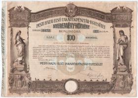 Budapest 1884. "Magyar Jelzálog-Hitelbank" nyeremény-kötvénye 100Ft-ról bélyegzéssel, szár...