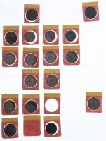 Vegyes 110db-os magyar érme tétel az 1700-as évektől a pengő korszakig bezárólag, nagyobbrészt a korona rendszer fillér érméivel, piros Münzen albumban T:vegyes