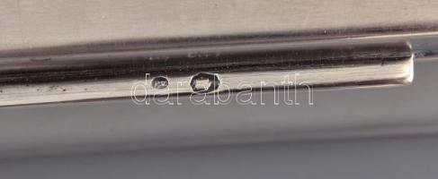 Ezüst (Ag) doboz, fa betéttel. Szép állapotban. jelzett 11x10x4,5 cm br 239 g