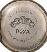 Doxa 8 napos, nagy méretű zsebóra, vadász témájú alpakka tokkal. Sérült számlappal, másodpercmutató ...