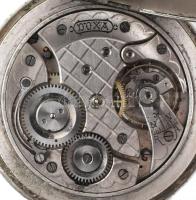 Doxa 8 napos, nagy méretű zsebóra, vadász témájú alpakka tokkal. Sérült számlappal, másodpercmutató ...