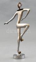 Art deco balett táncos. Krómozott réz szobor. Jelzés nélkül. XX. sz. eleje. 22 cm