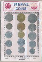 Nepál 15db nem hivatalos forgalmi sor karton dísztokban T:2-3 Nepal 15pcs non-official coin set in cardboard case C:XF-F